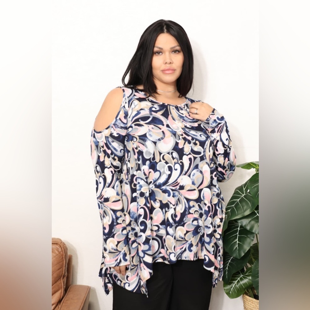 🌟NEW, CHIC**-  Sew In Love Full Size Long Sleeve Flower Blouse OFFERS WELCOME